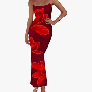 Elegant Red Wine Flora Dress